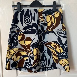 Zara light blue and yellow above the knee skirt with zipper closure